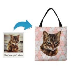 Custom cat painting portrait tote bag - Travel collection personalised portrait of your pet from a photo