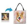 photo to personalised pet portrait travel tote dog illustration