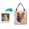 Custom dog painting portrait tote bag - Travel collection personalised portrait of your pet from a photo 2 photo to personalised pet portrait travel tote dog painting