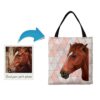 photo to personalised pet portrait travel tote horse illustration