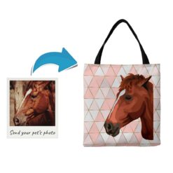 Custom Horse illustration portrait tote bag - Travel collection personalised portrait of your pet from a photo