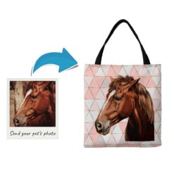 Custom horse painting portrait tote bag - Travel collection personalised portrait of your pet from a photo