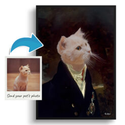 The Aristocrat - Renaissance Cat portrait from photo - Framed & un-framed print