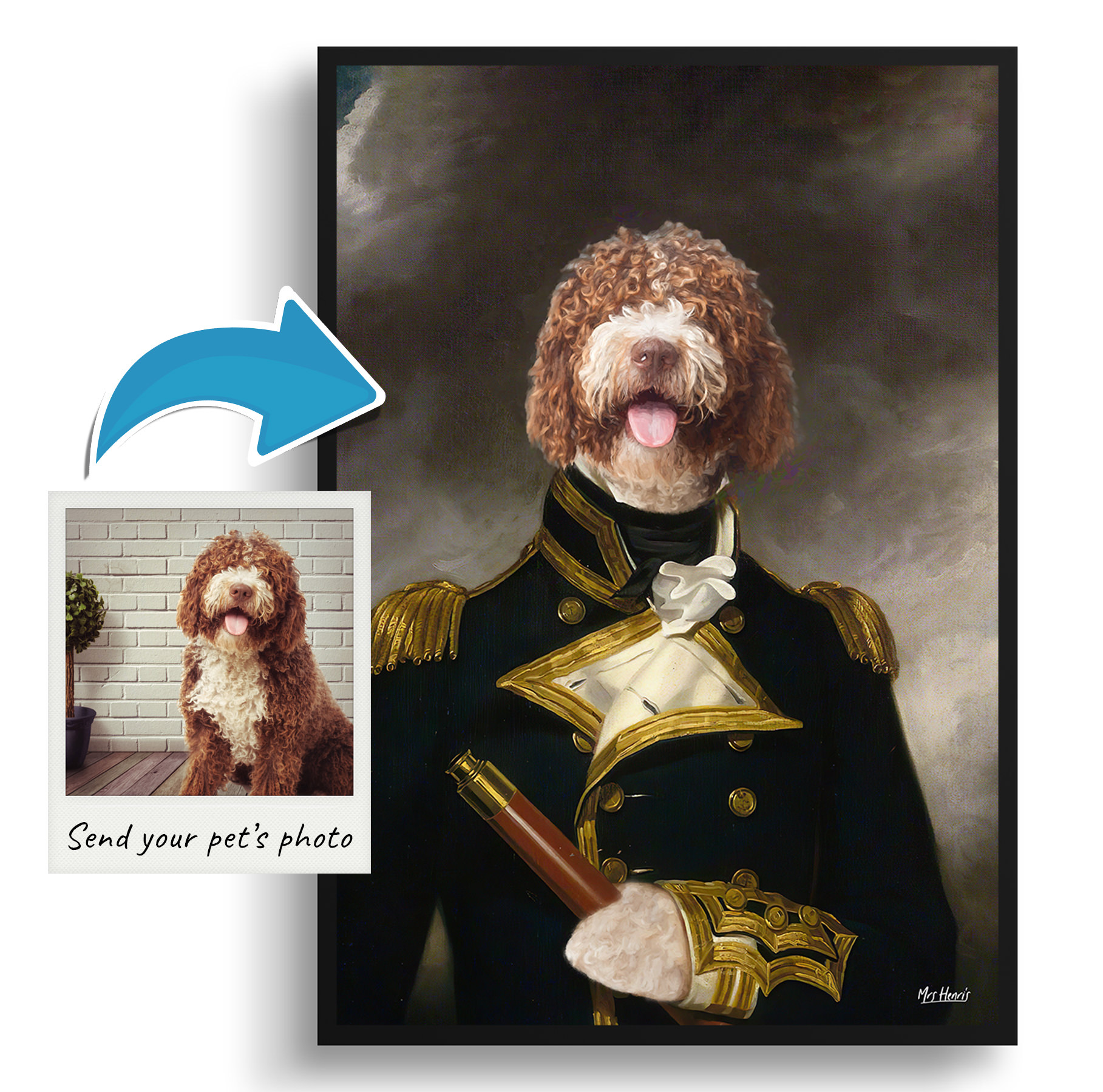 The Captain - Renaissance Dog portrait from photo - Framed & un-framed print 3 The Captain - Renaissance Dog portrait from photo - Framed & un-framed print