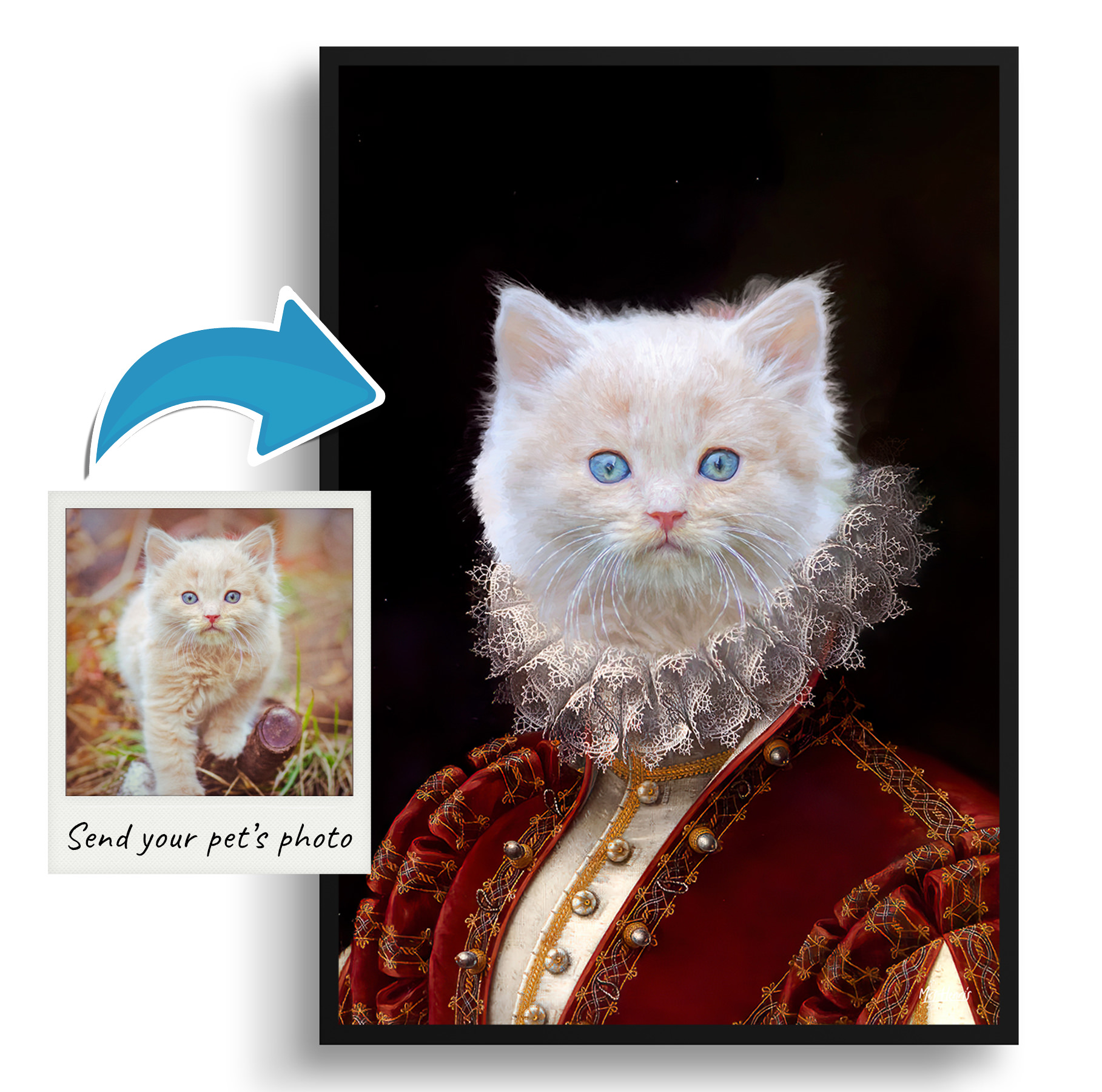 The Lady - Renaissance Cat portrait from photo - Framed & un-framed print 3 The Lady - Renaissance Cat portrait from photo - Framed & un-framed print