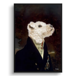 The Aristocrat - Renaissance Dog portrait from photo - Framed & un-framed print 12 renaissance portraits aristocrat dog print front view white
