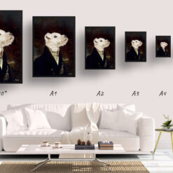 The Aristocrat - Renaissance Dog portrait from photo - Framed & un-framed print 17 renaissance portraits aristocrat dog print print size comparison