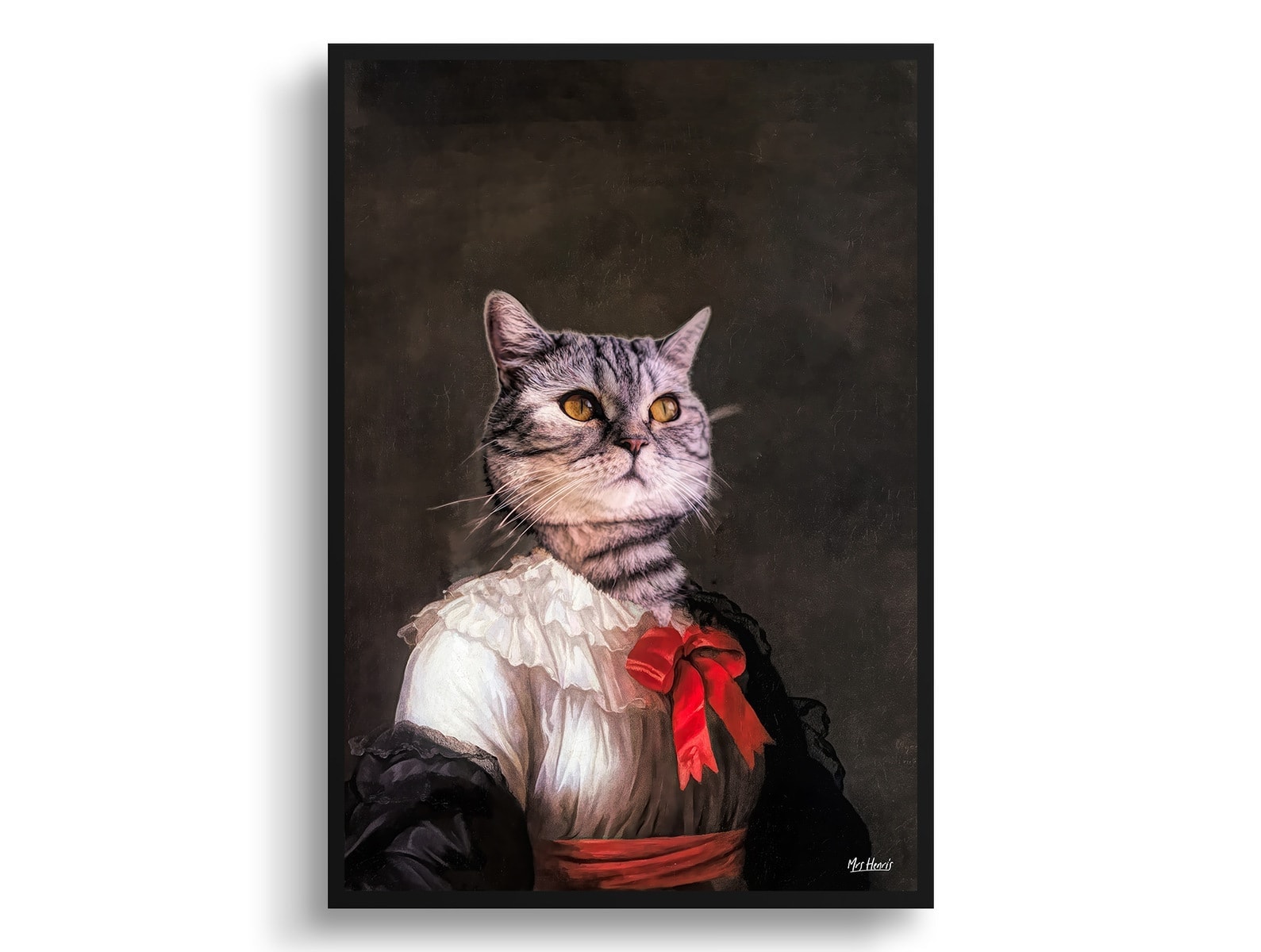 The Baroness - Renaissance Cat portrait from photo - Framed & un-framed print 9 The Baroness - Renaissance Cat portrait from photo - Framed & un-framed print - Image 7