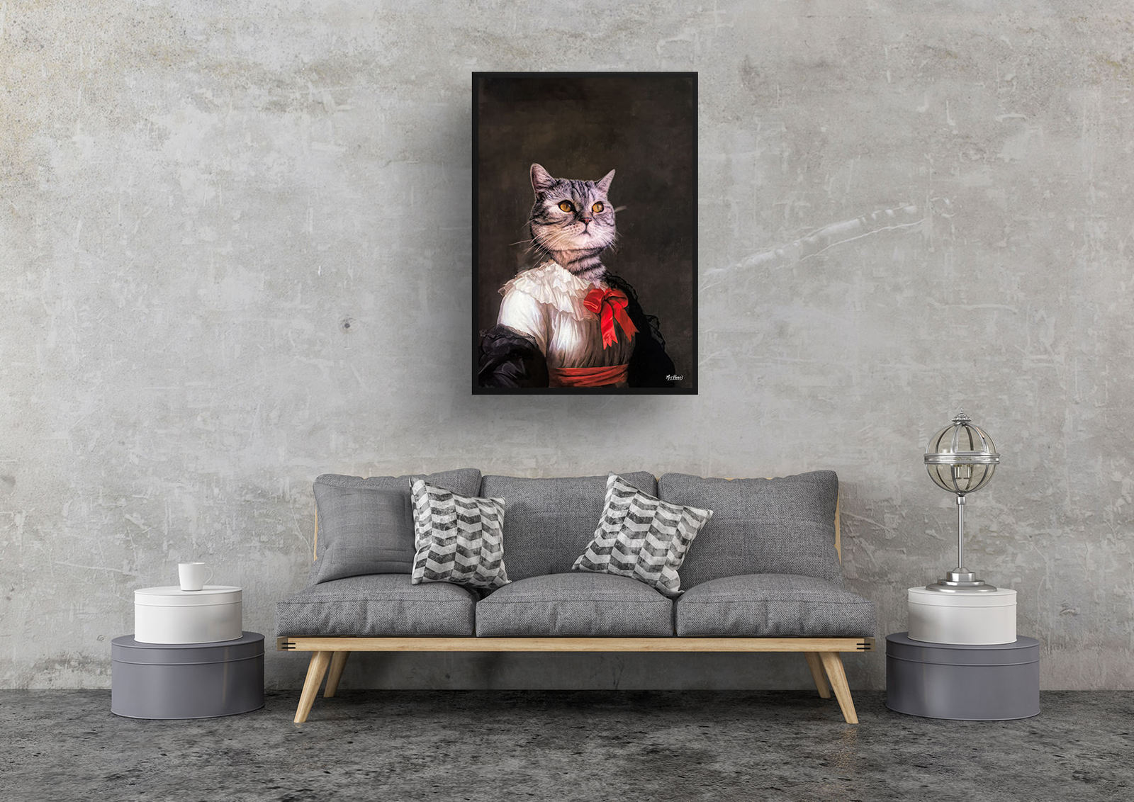The Baroness - Renaissance Cat portrait from photo - Framed & un-framed print 6 The Baroness - Renaissance Cat portrait from photo - Framed & un-framed print - Image 4