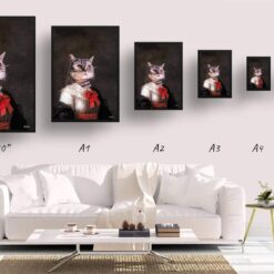 The Baroness - Renaissance Cat portrait from photo - Framed & un-framed print 12 renaissance portraits baronesse cat print print size comparison
