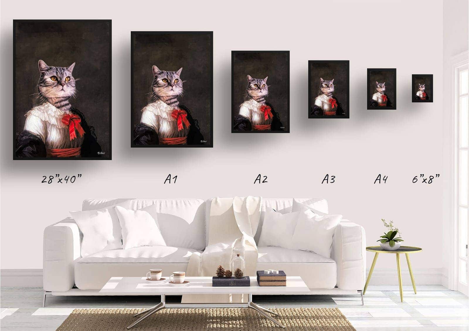 The Baroness - Renaissance Cat portrait from photo - Framed & un-framed print 4 The Baroness - Renaissance Cat portrait from photo - Framed & un-framed print - Image 2