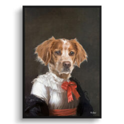 The Baroness - Renaissance Dog portrait from photo - Framed & un-framed print 17 renaissance portraits baronesse dog print front view white