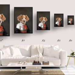 The Baroness - Renaissance Dog portrait from photo - Framed & un-framed print 13 renaissance portraits baronesse dog print print size comparison