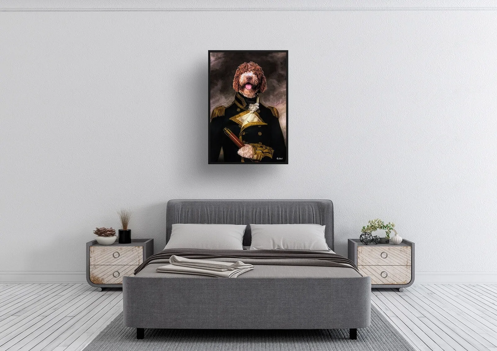 The Captain - Renaissance Dog portrait from photo - Framed & un-framed print - Image 2