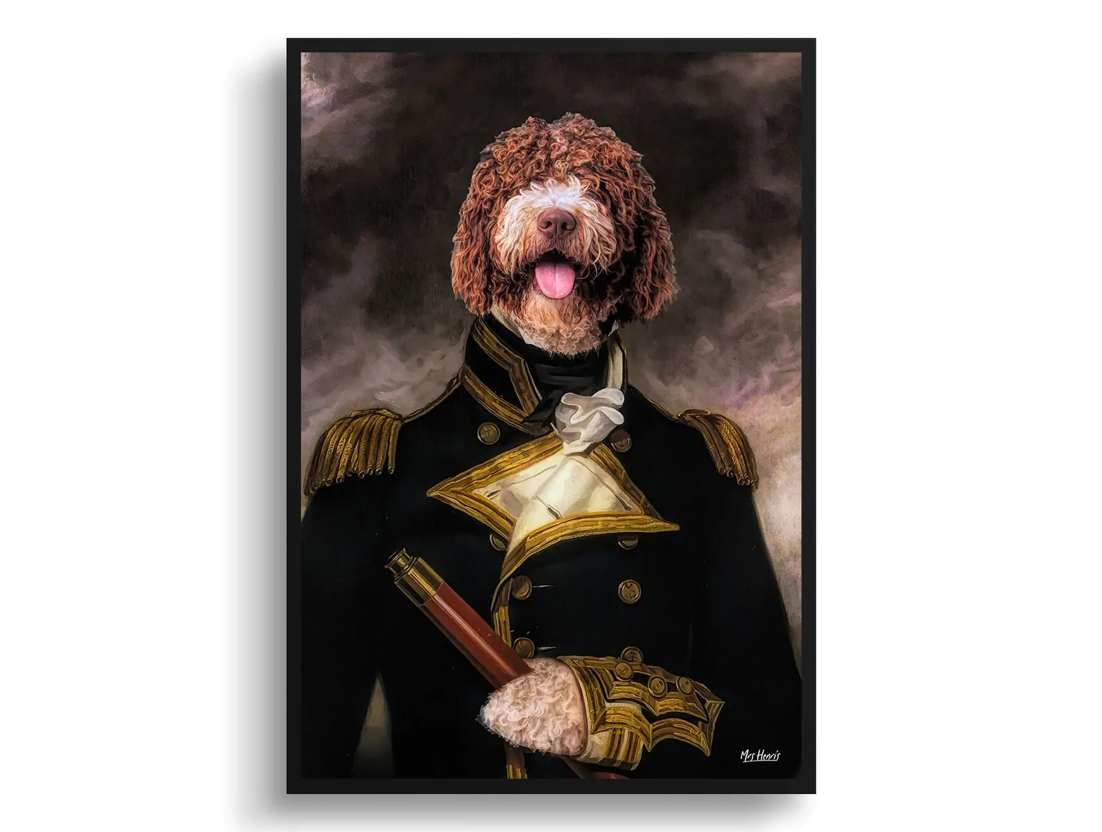 The Captain - Renaissance Dog portrait from photo - Framed & un-framed print - Image 3