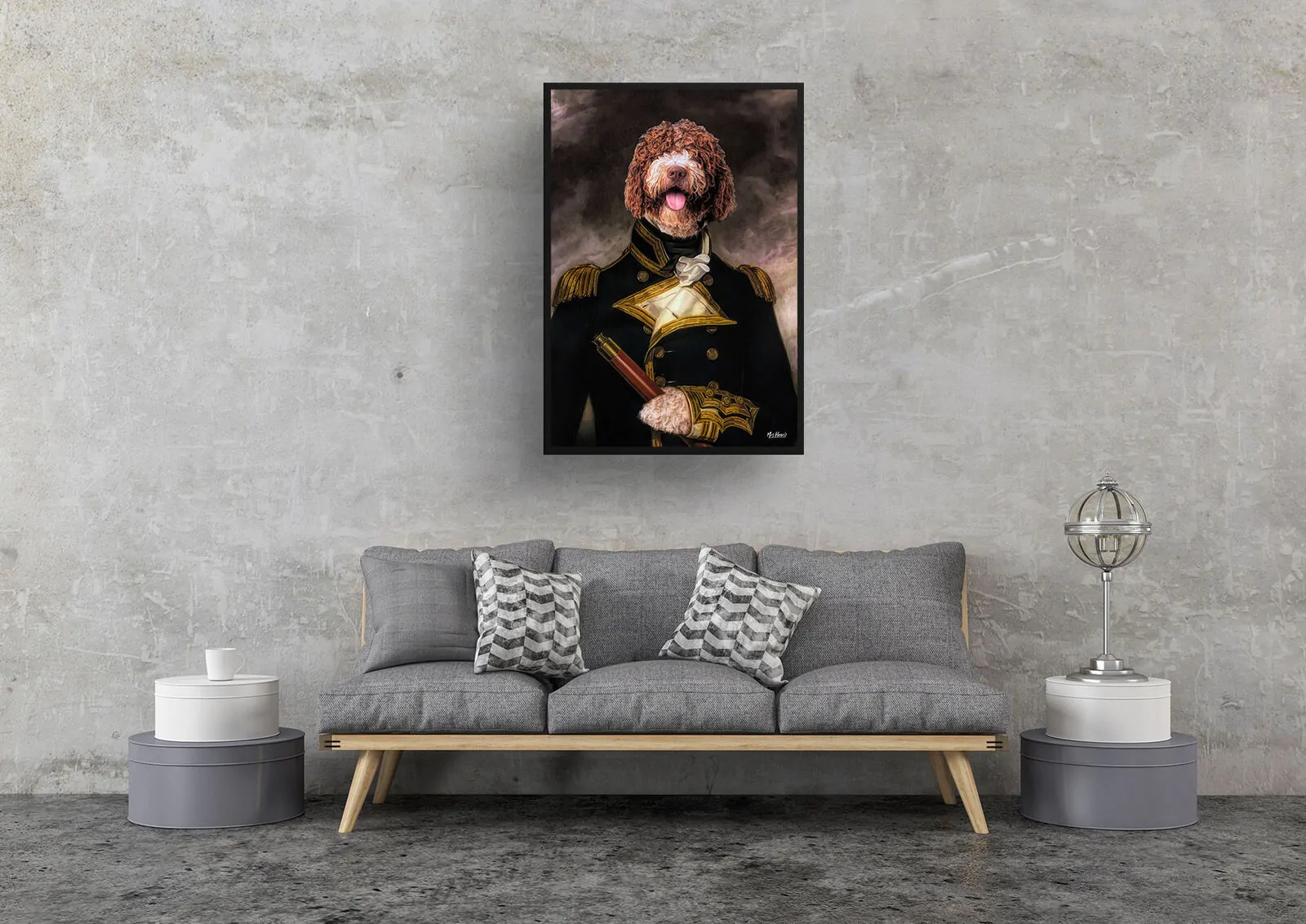 The Captain - Renaissance Dog portrait from photo - Framed & un-framed print - Image 6