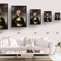 The Captain - Renaissance Dog portrait from photo - Framed & un-framed print 17 renaissance portraits captain dog print print size comparison