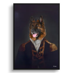 The Commander - Renaissance Dog portrait from photo - Framed & un-framed print 12 renaissance portraits commander dog print front view white