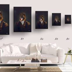 The Commander - Renaissance Dog portrait from photo - Framed & un-framed print 17 renaissance portraits commander dog print print size comparison