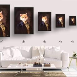 The Count - Renaissance Cat portrait from photo - Framed & un-framed print 17 renaissance portraits count cat print print size comparison