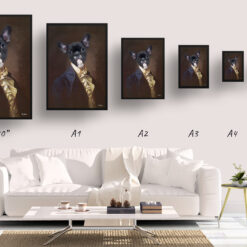 The Count - Renaissance Dog portrait from photo - Framed & un-framed print 17 renaissance portraits count dog print print size comparison