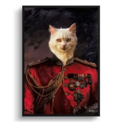 The Imperialist - Renaissance Cat portrait from photo - Framed & un-framed print 12 renaissance portraits imperialist cat print front view white