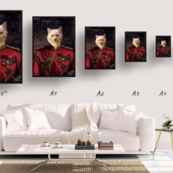The Imperialist - Renaissance Cat portrait from photo - Framed & un-framed print 17 renaissance portraits imperialist cat print print size comparison