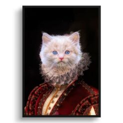 The Lady - Renaissance Cat portrait from photo - Framed & un-framed print 12 renaissance portraits lady cat print front view white
