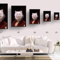 The Lady - Renaissance Cat portrait from photo - Framed & un-framed print 17 renaissance portraits lady cat print print size comparison