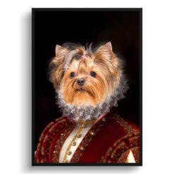 The Lady - Renaissance Dog portrait from photo - Framed & un-framed print 12 renaissance portraits lady dog print front view white