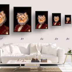 The Lady - Renaissance Dog portrait from photo - Framed & un-framed print 17 renaissance portraits lady dog print print size comparison