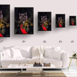 The Nelson - Renaissance Cat portrait from photo - Framed & un-framed print 17 renaissance portraits nelson cat print print size comparison