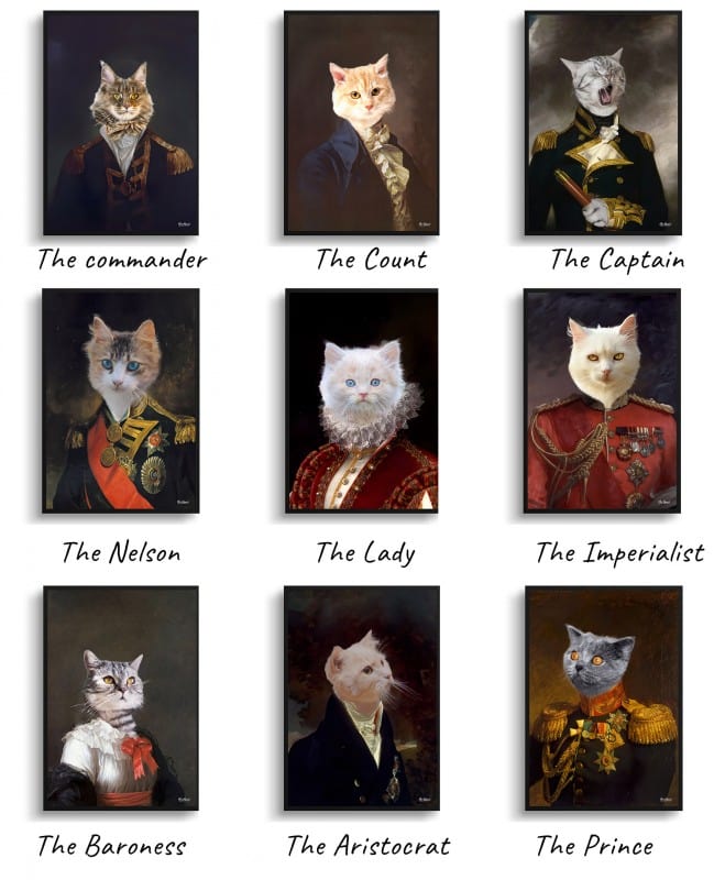 Double Renaissance Cat portrait from photo - Framed & un-framed print 17 The renaissance collection cats