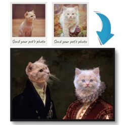 Double Renaissance Cat portrait from photo - Framed & un-framed print