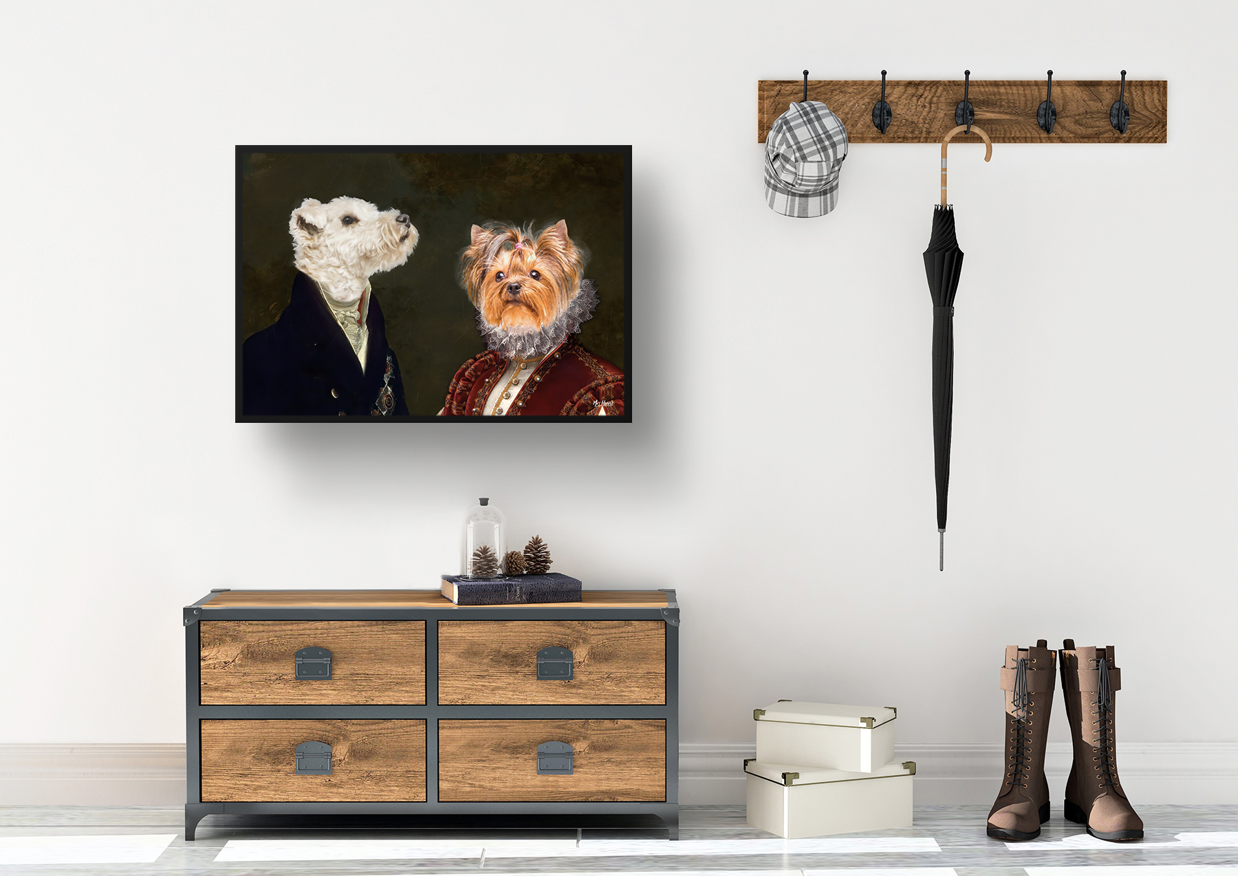 Double Renaissance Dog portrait from photo - Framed & un-framed print 4 Double Renaissance Dog portrait from photo - Framed & un-framed print - Image 3