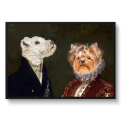 Double Renaissance Dog portrait from photo - Framed & un-framed print 13 renaissance double dog print landscape landscape framed art print front view white