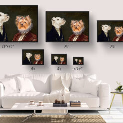 Double Renaissance Dog portrait from photo - Framed & un-framed print 14 renaissance double dog print landscape landscape framed art print size comparison