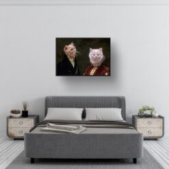 Double Renaissance Cat portrait from photo - Framed & un-framed print 10 renaissance portraits renaissance cat double portrait landscape framed art print 40x28 bedroom