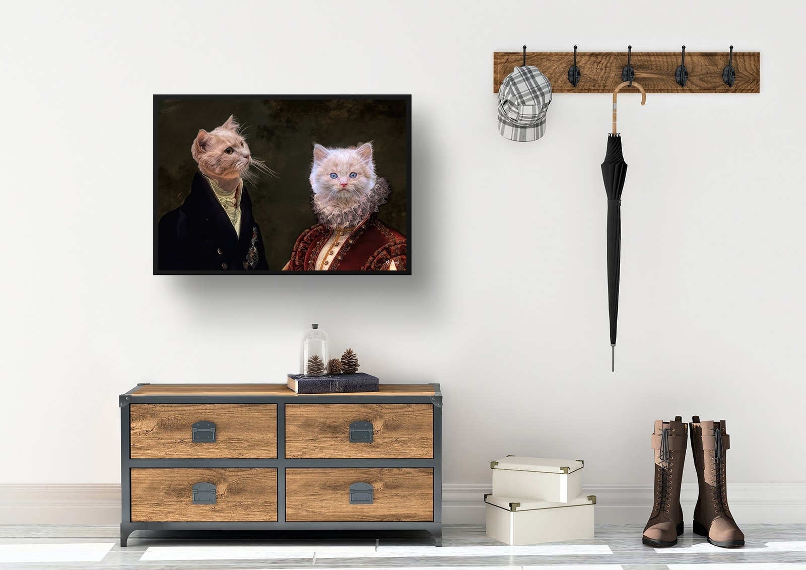 Double Renaissance Cat portrait from photo - Framed & un-framed print 4 Double Renaissance Cat portrait from photo - Framed & un-framed print - Image 3
