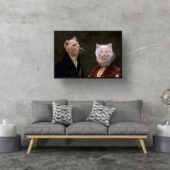 Double Renaissance Cat portrait from photo - Framed & un-framed print 12 renaissance portraits renaissance cat double portrait landscape framed art print 40x28 living room