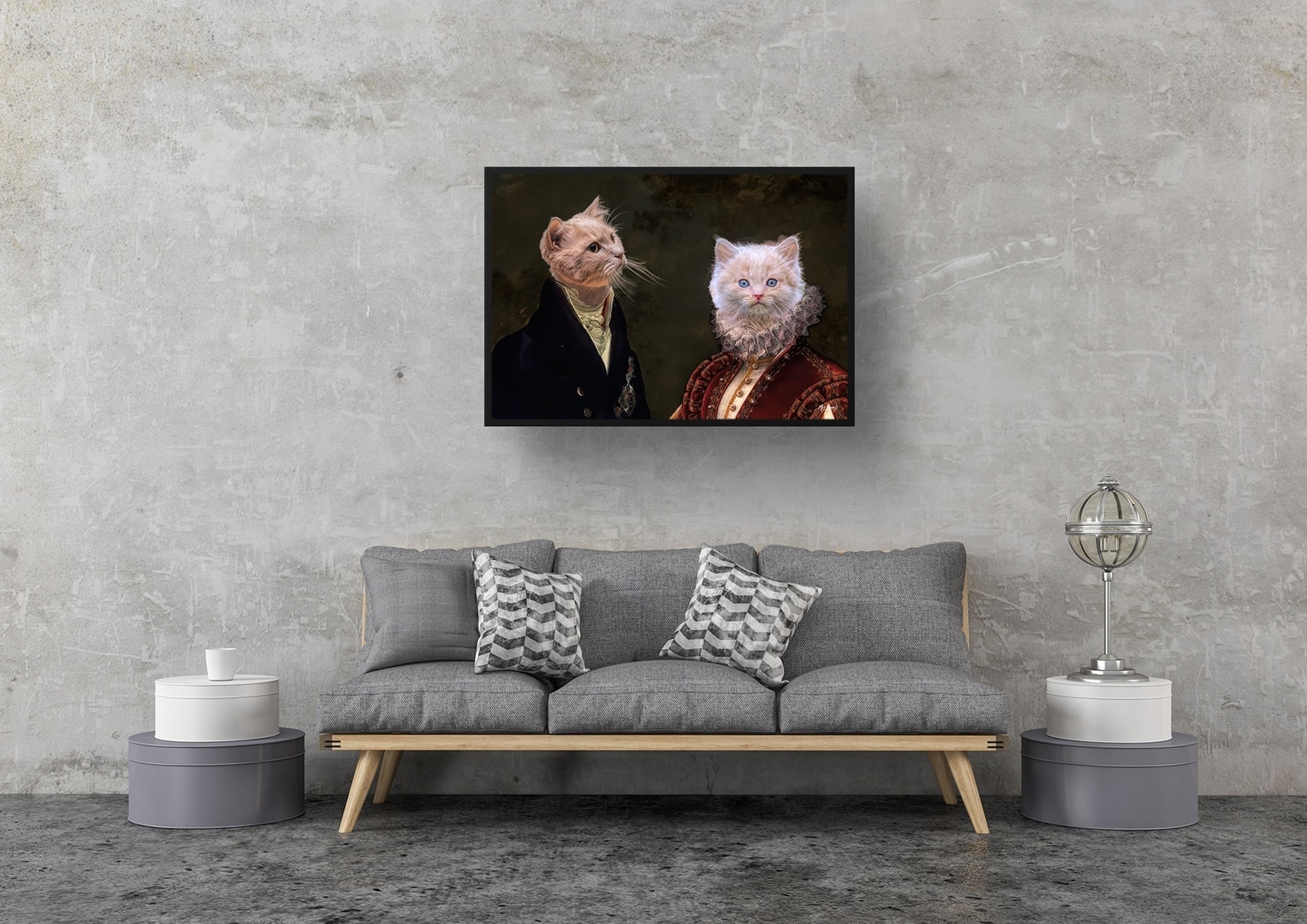 Double Renaissance Cat portrait from photo - Framed & un-framed print 5 Double Renaissance Cat portrait from photo - Framed & un-framed print - Image 4