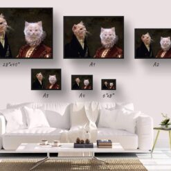 Double Renaissance Cat portrait from photo - Framed & un-framed print 15 renaissance portraits renaissance cat double portrait landscape framed art print size comparison