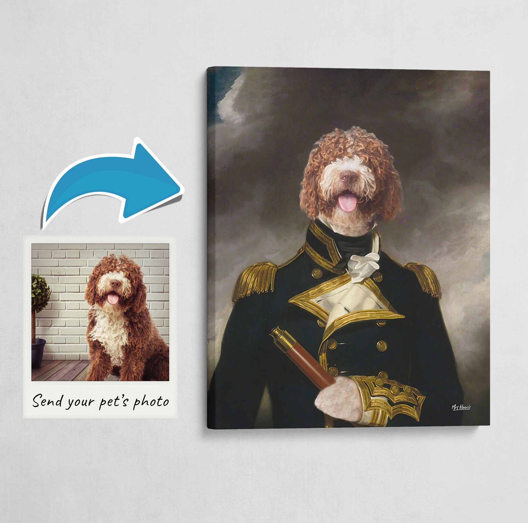 The Captain - Renaissance Dog canvas portrait from photo 3 The Captain - Renaissance Dog canvas portrait from photo