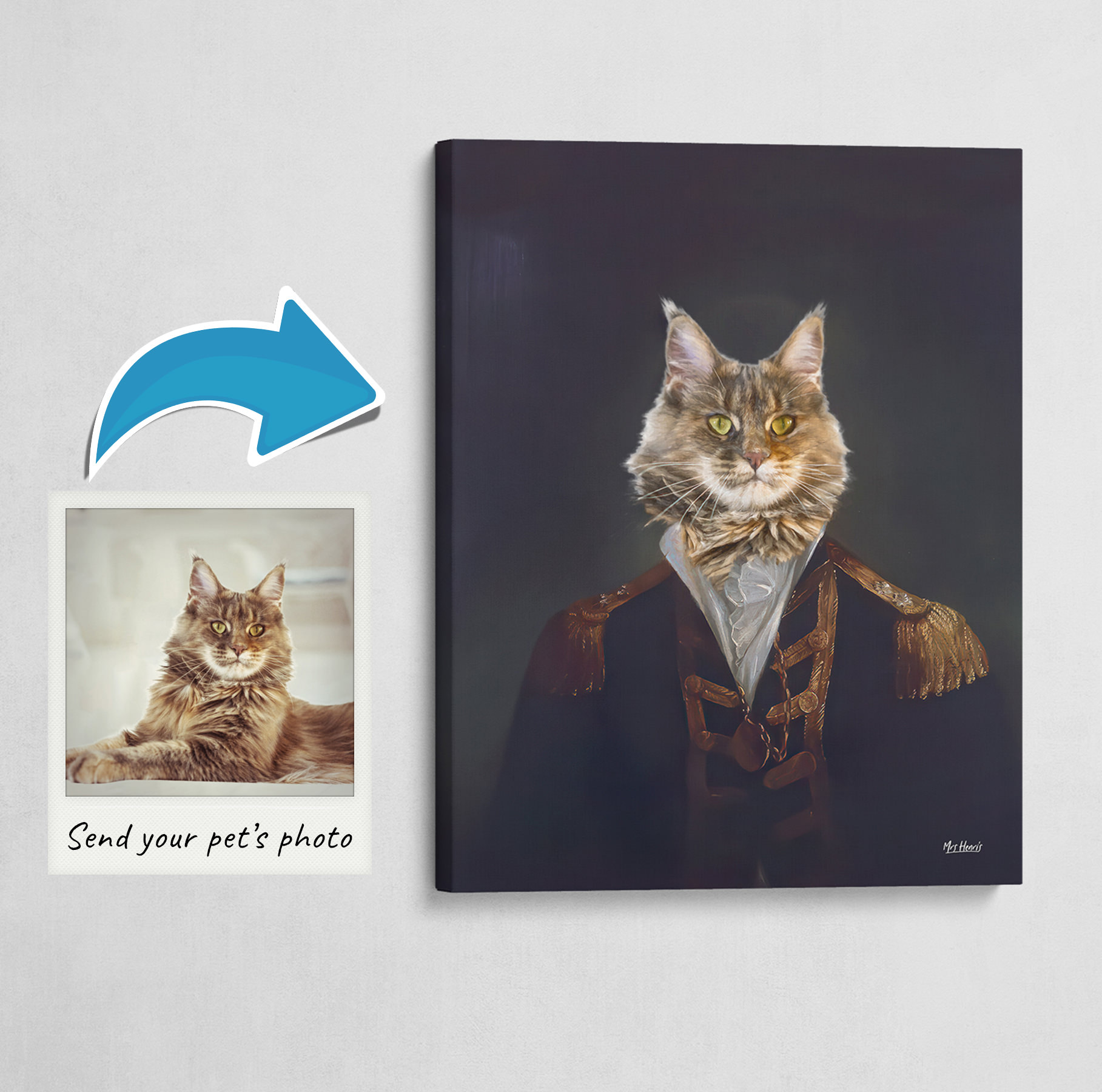 The Commander - Renaissance Cat canvas portrait from photo 3 The Commander - Renaissance Cat canvas portrait from photo