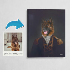 The Commander - Renaissance Dog canvas portrait from photo