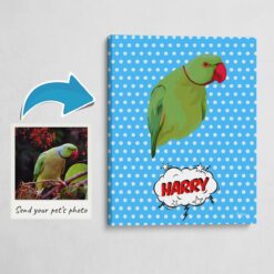 Custom Pop Art Style Bird Portrait -  Pet illustration from photo - Blue dots Canvas