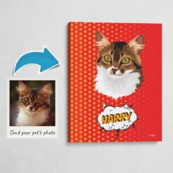 Custom Pop Art Style Cat Portrait -  Pet illustration from photo - Dash Canvas