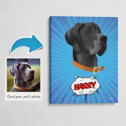 Custom Pop Art Style Dog Portrait -  Pet illustration from photo - Blue blast Canvas