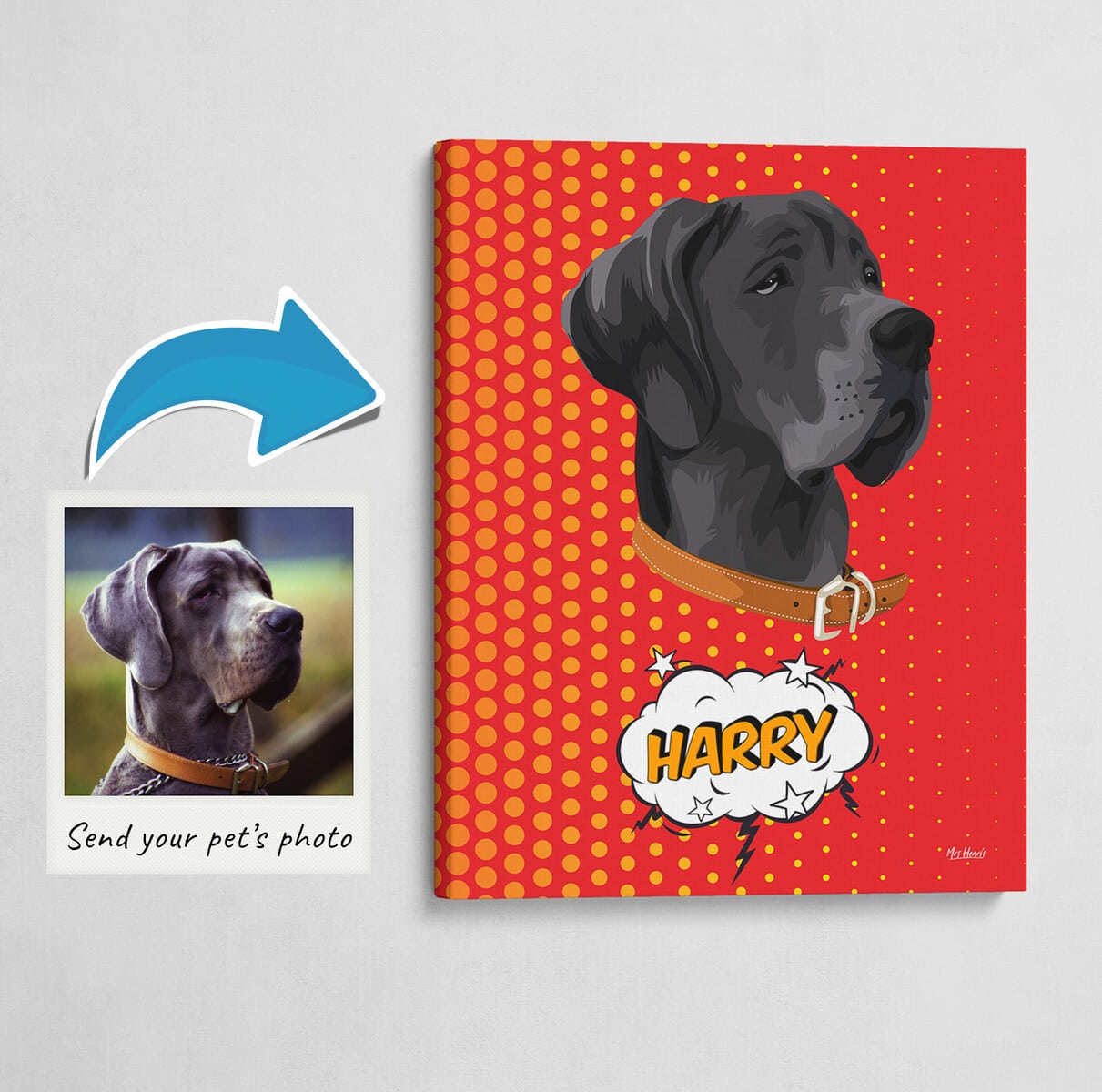 Custom Pop Art Style Dog Portrait - Pet illustration from photo - Dash Canvas 3 Custom Pop Art Style Dog Portrait - Pet illustration from photo - Dash Canvas