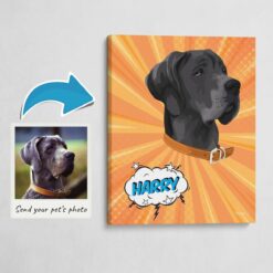 Custom Pop Art Style Dog Portrait -  Pet illustration from photo - Orange blast Canvas